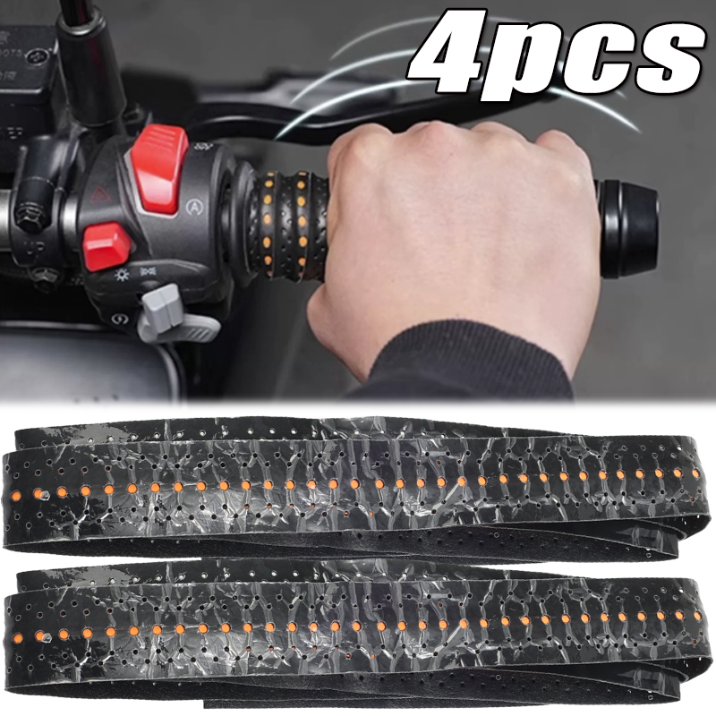 Bike Handlebar Tape - 2/4 個オートバイノンスリップグリップテープソフト衝撃吸収ストラップマウンテンバイクスクーターダートバイクハンドルバー用の快適性を高めます