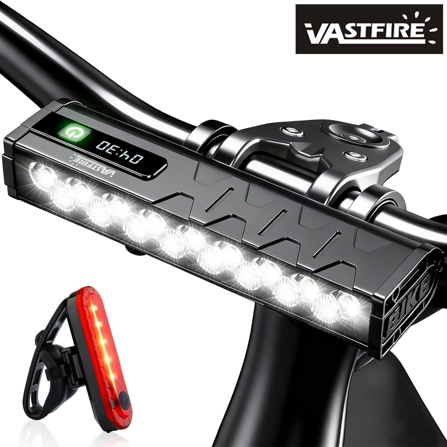 Cycling Gear Charging Station - Vastfire 17 LED 自転車ヘッドライトとテールライト、夜間走行用の超高輝度自転車ライト、USB充電式自転車ライト