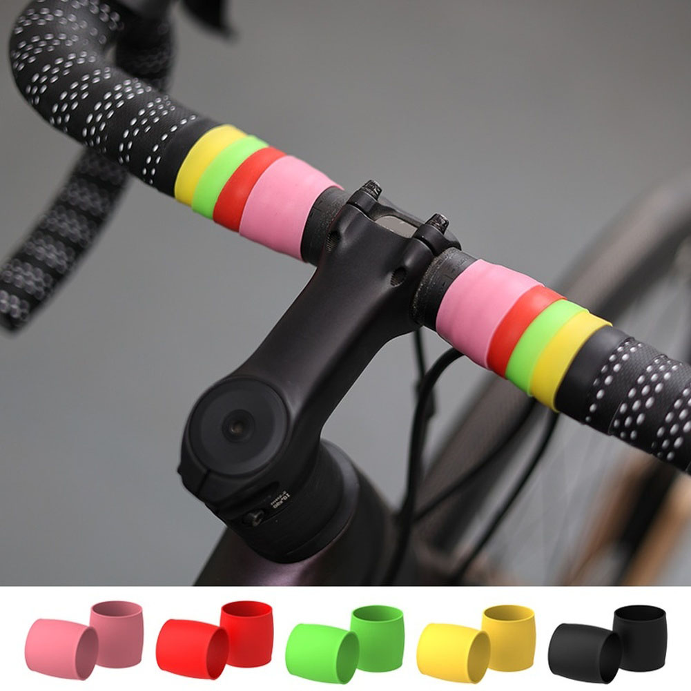 Bike Handlebar Tape - 1 ペアロードバイクハンドルバーテープ固定リングシリコン高弾性ハンドルバンドエンドクロージングループ 3x2cm 自転車ハンドルバーアクセサリー