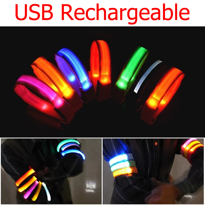 Cycling Gear Charging Station - 屋外ナイトランニングアームバンド USB 充電式 LED ライトスポーツ安全ベルト腕脚警告リストバンドサイクリングバイク自転車ライト