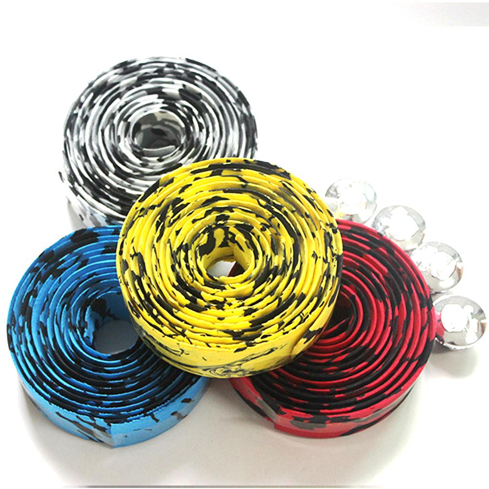Bike Handlebar Tape - 2 個ロードバイクハンドルバーテープ迷彩サイクリングラップ吸汗テープダンピングストレッチ汗吸収滑り止めハンドル自転車ベルト