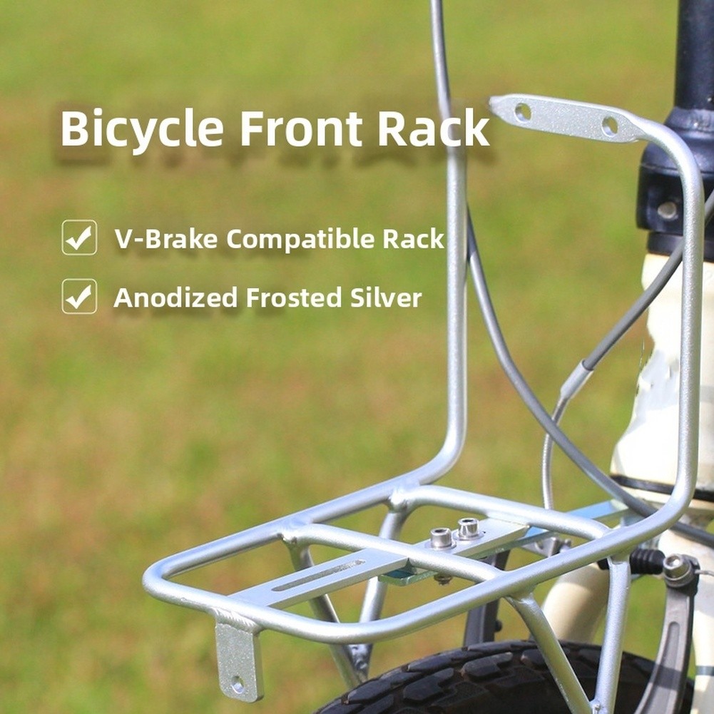 Bike Cargo Rack - アルミ合金フロントバスケットラック 20 インチ折りたたみマウンテンバイク V ブレーキマウントシルバーレトロスタイルサイクリングカーゴキャリアアクセサリー