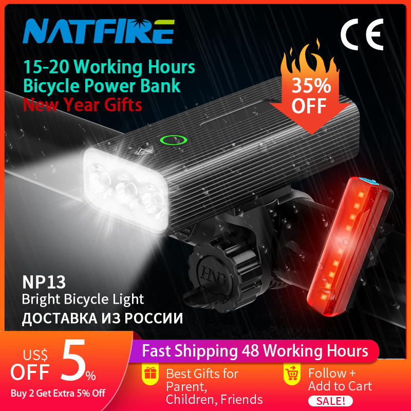 Cycling Gear Charging Station - Natfire-LED自転車ヘッドライト,USB充電式,450-800lm,リアライト,mtbフロントライト