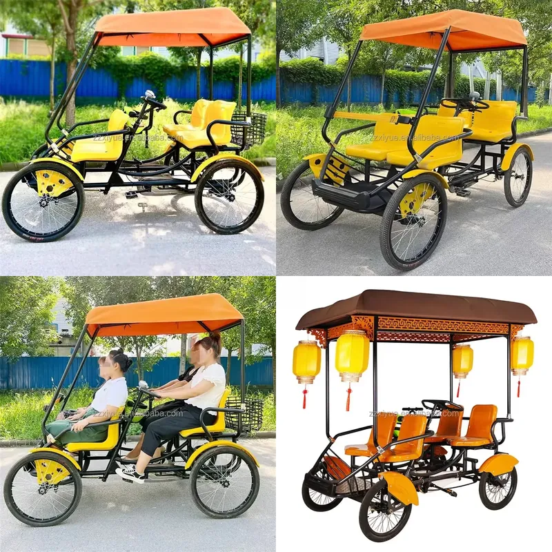 Cycling Quads - 公園ツアー向け安定した4人乗りファミリーバイク、スムーズなステアリングを備えた頑丈なクワッドサイクル、グループ向けの広々とした多人数乗車用自転車
