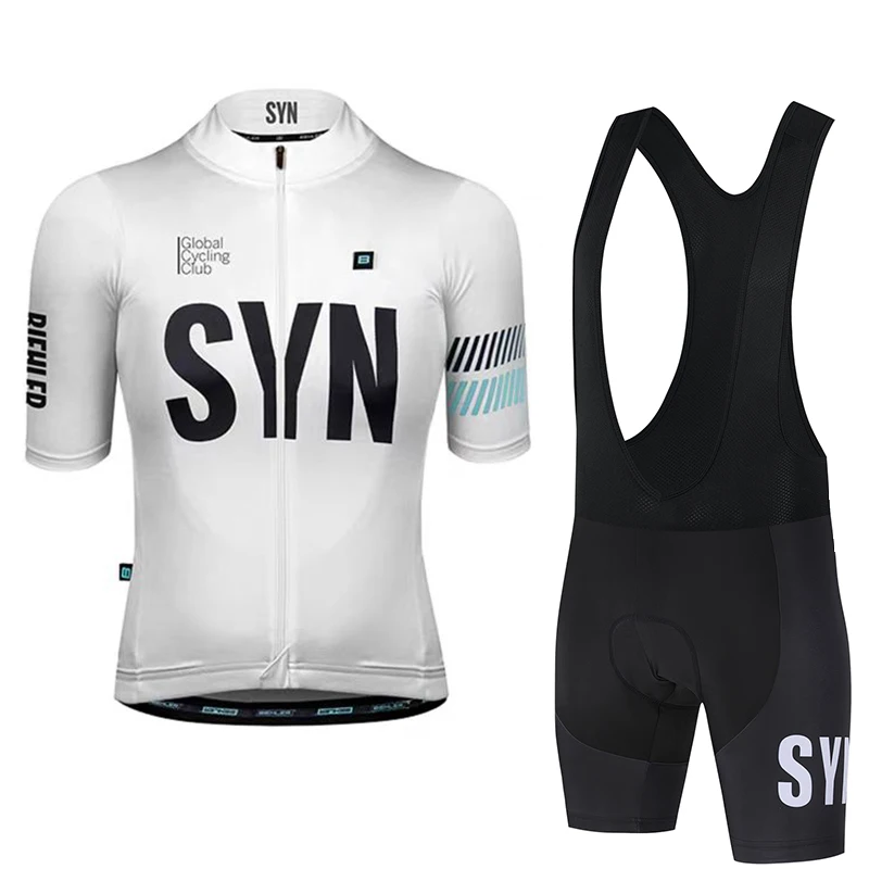 Cycling Gear Outfit - SYN メンズサイクリングジャージ 夏用ロードバイクサイクリングスポーツシャツ サイクリングビブ MTB 吸汗速乾サイクリングショートセット