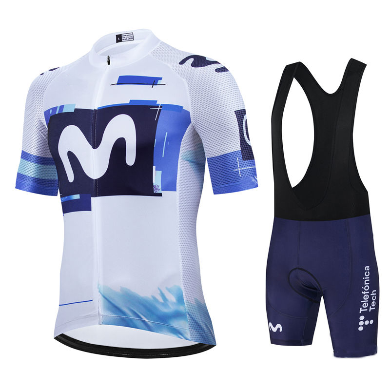 Cycling Gear Outfit - Movistar プロチーム夏サイクリングジャージスーツメンズ通気性マウンテン自転車服セットバイクマウンテンマイヨ Ropa Ciclismo