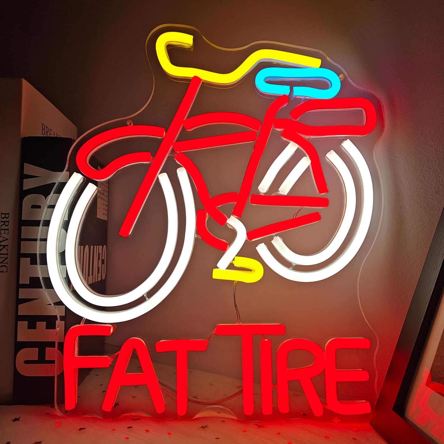 Cycling Gear Indoor - ファットタイヤバイクLEDネオンサインUSB調光式ウォールライト（自転車店、アウトドアギア店、キャンプバー、ガレージ、サイクリングクラブの壁飾り用）