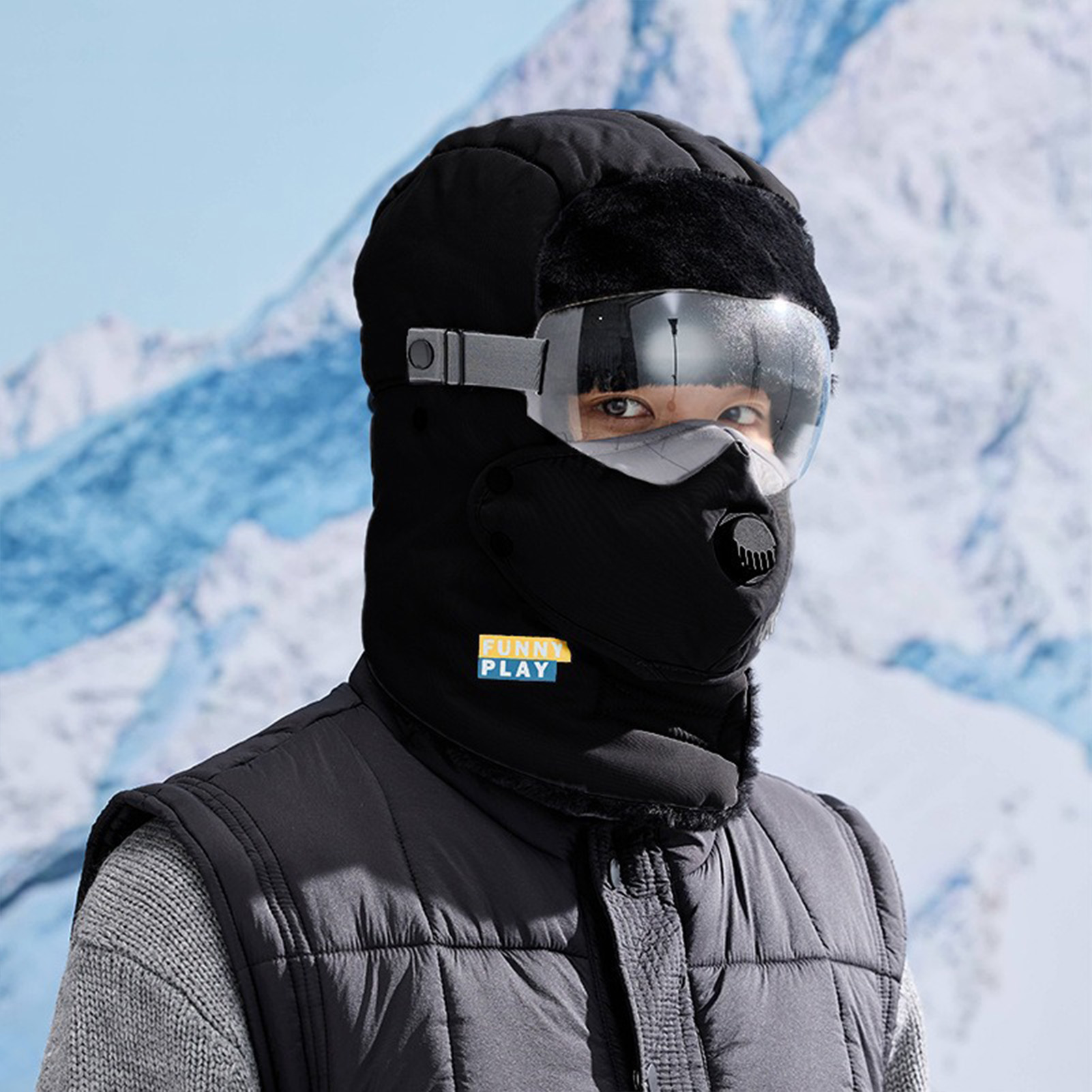 Cycling Gear Weather - サーマルウィンターハット フリース裏地付き 厚手の帽子 寒い天候用 サイクリング スキー