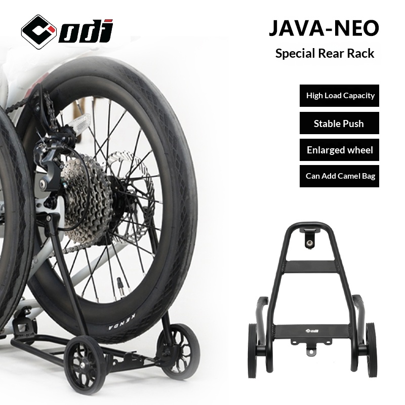Bike Cargo Rack - ODIスペシャルリアラック JAVA NEO 16インチ/20インチ折りたたみ自転車用 高耐荷重アルミ合金リアシェルフ 拡大ホイール付き
