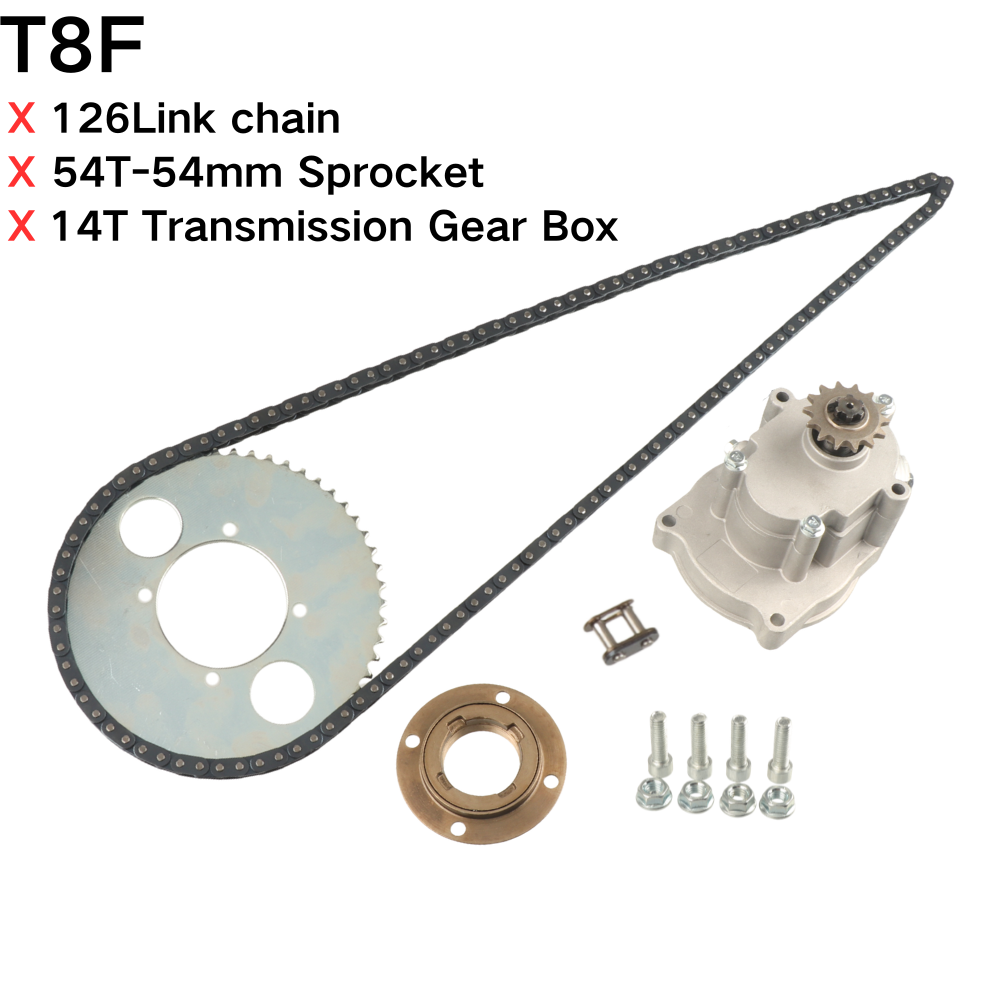 Cycling Gear Rack - T8F 44T/54T 4ボルトリアスプロケット126リンクT8Fチェーンギアボックス（47cc 49ccポケットバイク、ミニモト、自転車、クワッド、ATV、電動スクーター用）