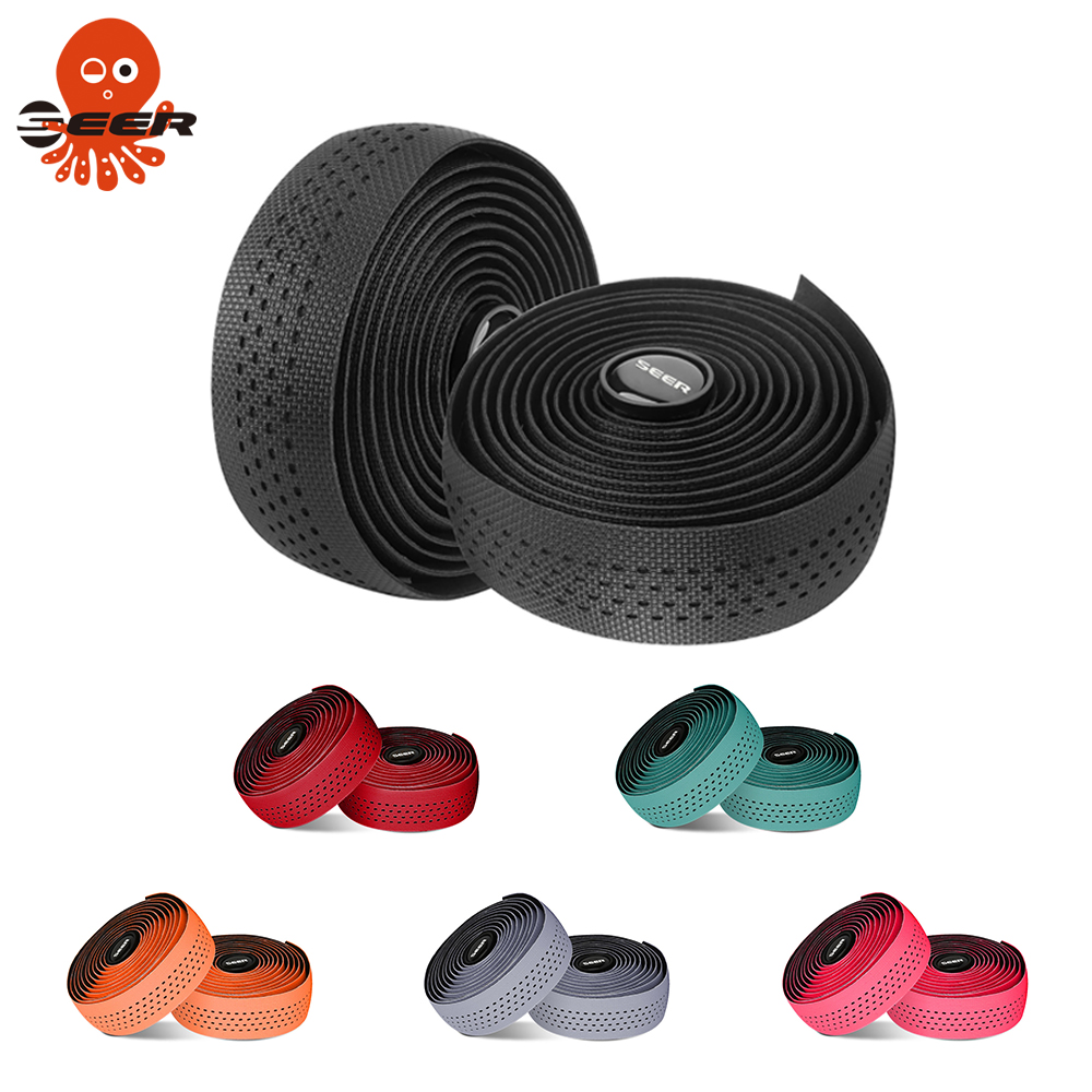 Bike Handlebar Tape - SEER ロードバイクハンドルバーテープ高強度ハンドルバーテープ PU + EVA シリコーン滑り止め衝撃吸収バイクグリップテープバイクベルト