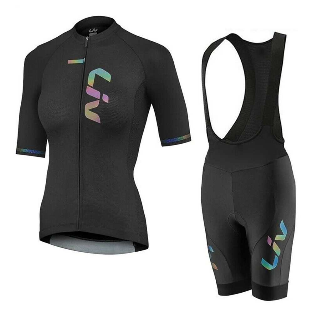 Cycling Gear Outfit - Liv-女性用サイクリングジャージとよだれかけショーツ,半袖,マウンテンバイクウェア,サイクリングウェア,19d夏