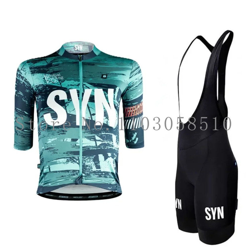 Cycling Gear Outfit - SYN ジャージ メンズ ビブスポンジクッション サイクリングスーツセット ロードバイクライディング