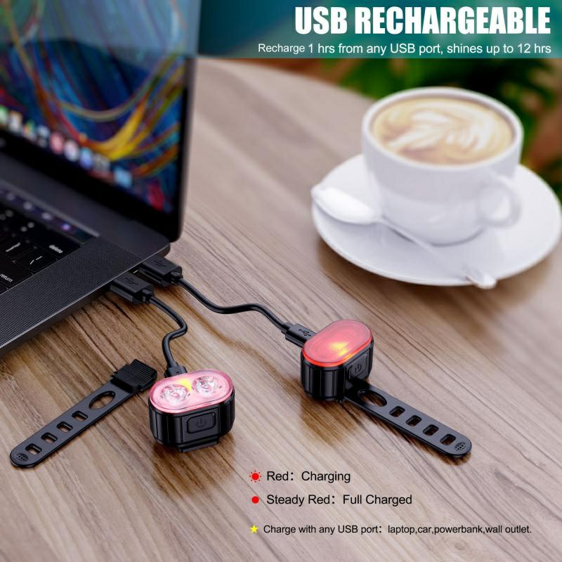 自転車ライト LED USB 充電式自転車ランプ防水フロント - Cycling Gear Charging Station のレビューと価格