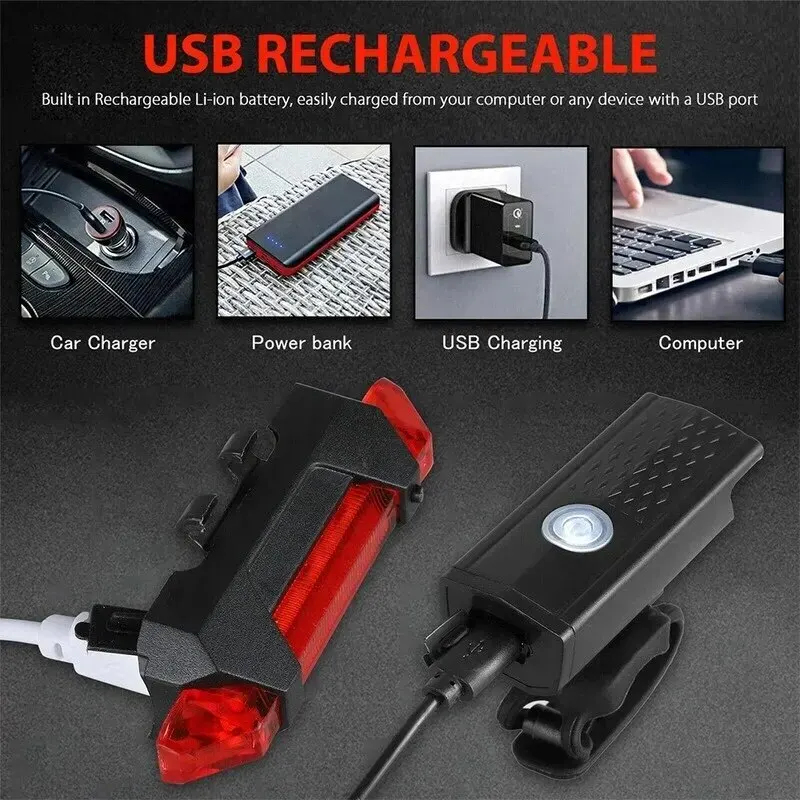 MTB バイクフロントライト USB LED 充電式防水マウ - Cycling Gear Charging Station のレビューと価格