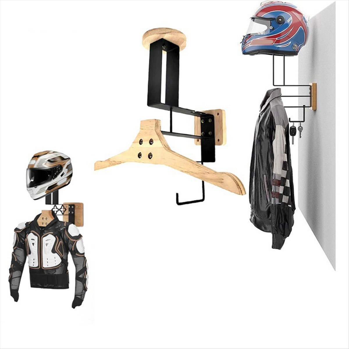 新入荷 オートバイ木製ヘルメットホルダー 壁掛け多目的ラック - Cycling Gear Rack のレビューと価格