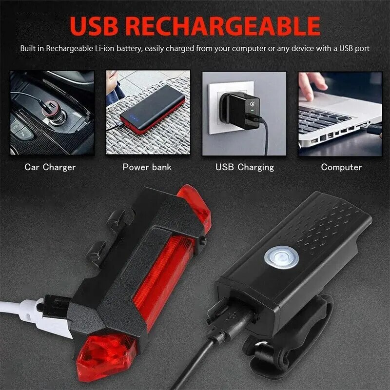 USB充電式防水フロントLEDライト,マウンテンバイクヘッド - Cycling Gear Charging Station のレビューと価格