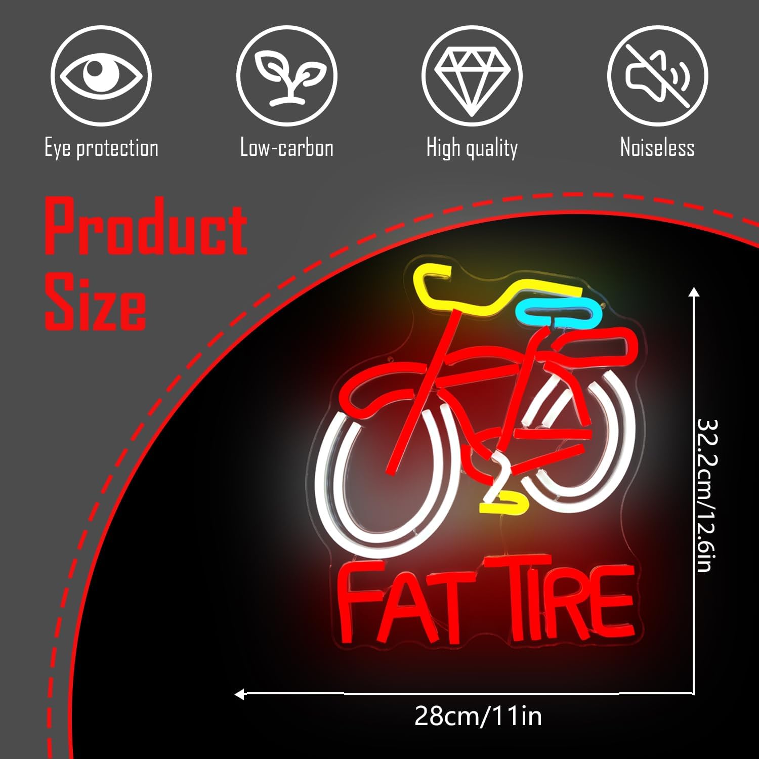 ファットタイヤバイクLEDネオンサインUSB調光式ウォールラ - Cycling Gear Indoor のレビューと価格
