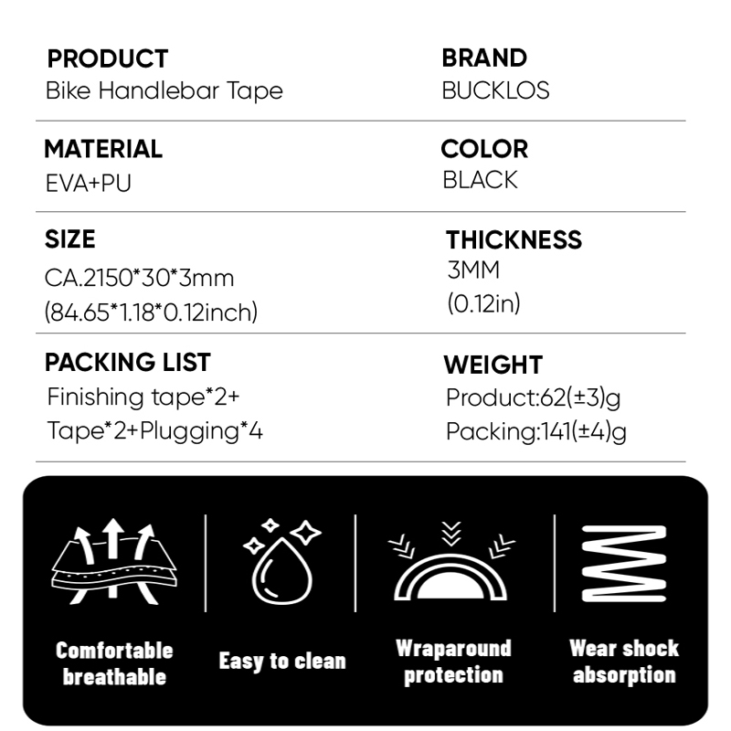 バックル-ロードバイク滑り止めテープ、バイクバーテープ、ハン - Bike Handlebar Tape のレビューと価格