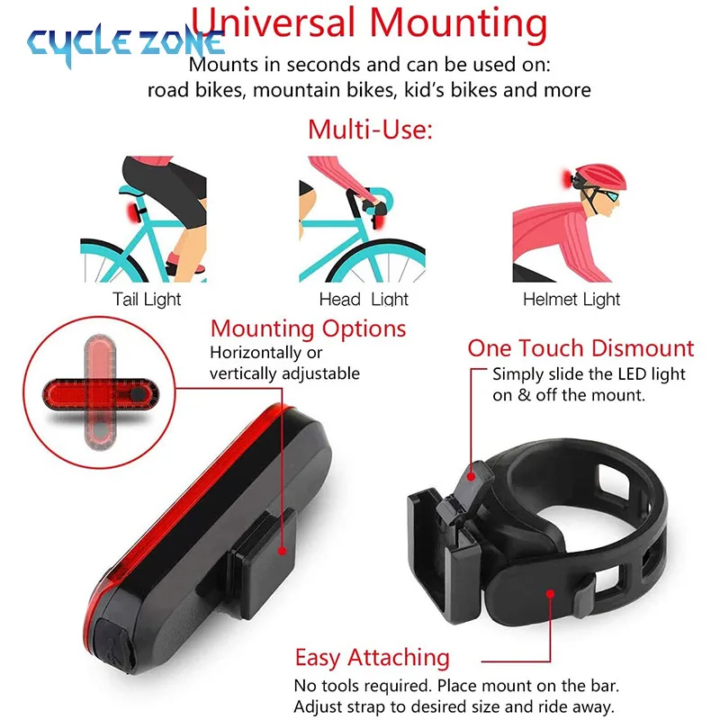 充電式LED自転車テールライト,サイクリング安全懐中電灯,明 - Cycling Gear Charging Station のレビューと価格