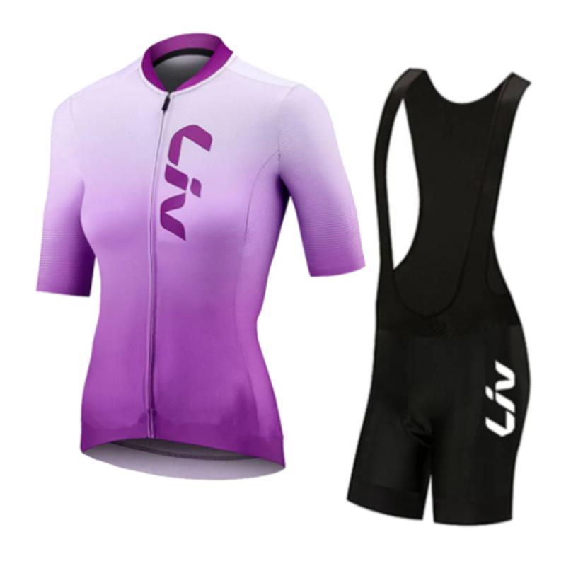 Liv-女性用サイクリングジャージとよだれかけショーツ,半袖 - Cycling Gear Outfit のレビューと価格