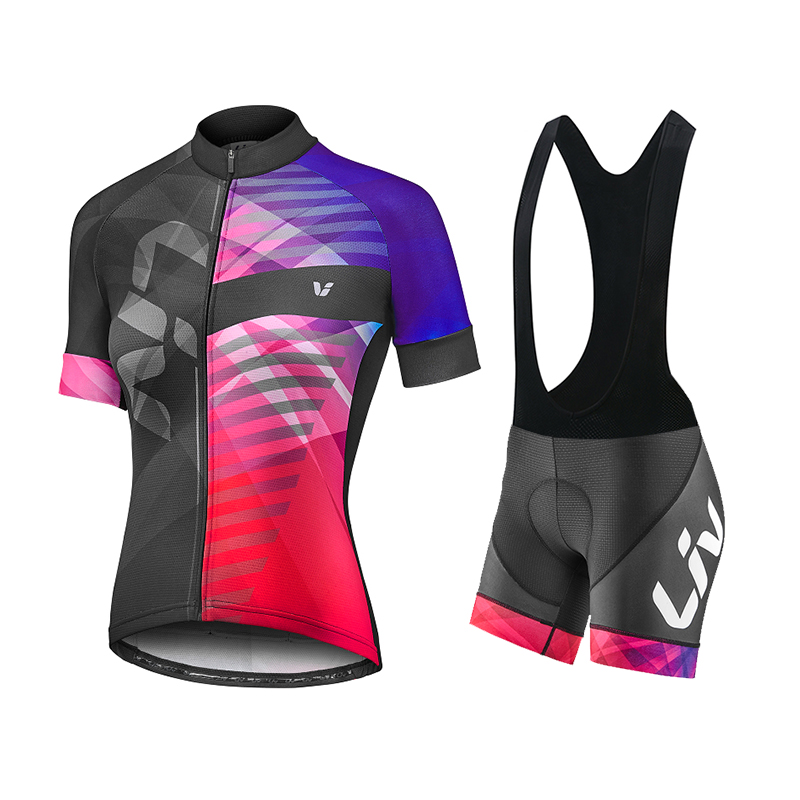 Liv-女性用サイクリングジャージとよだれかけショーツ,半袖 - Cycling Gear Outfit のレビューと価格